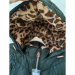 Big Chill Quilted Down Coat Dark Green Leopard Faux Fur Hood Streetwear City Y2K Size L Photo 3