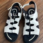 Ecco  Black and White Comfort Foam Sandals Photo 8