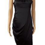 Cinq à Sept NWD Cinq A Sept Naya Black Silk Ruched Asymmetric Silk High Neck Dress Sz 2 Photo 2