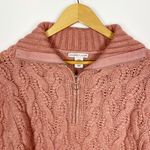 Sincerely Jules Sweater Womens XS Cable Knit 1/4 Zipper Pull Pink Mock Neck Photo 2