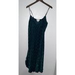 Dantelle VTG 80s DENTELLE Crepe Lace Scalloped Lingerie Slip Emerald Green M Midi Dress Photo 5