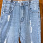 Princess Polly Ripped Light Blue Straight Jeans Photo 2