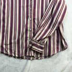 Chico's  2M Bordeaux Striped Purple Buttoned Top Stretch Preppy Office Work Brunch Photo 2