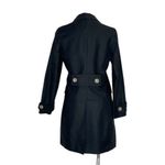 Merona Coat Black Large Buttons Retro Cotton Trench 3/4 Length Lined Size Small Photo 1