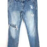 American Eagle Womens Jeans Boy Fit Medium Wash Distressed Size 4 Photo 0