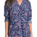 Nine West Jeans Georgia Blouse Floral V Neck Purple Size Large Viscose Photo 0