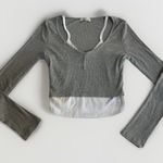 Y2K Top Womens Small Gray Long Sleeve Knit‎ V Photo 0
