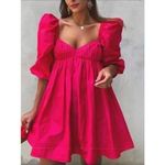 ZARA Blogger's Fave Pink Puffed Sleeve Babydoll Mini Dress size L Photo 9
