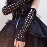 Black Hollow Out, Elegant Decorative Arm Cover, Leisure Style Fingerless Sleeves Photo 1