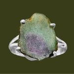 Natural Ruby Zoisite Slice Sterling Silver Ring Green Size 8 Photo 5