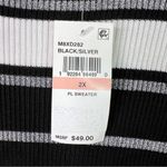 Planet Gold  (FLAW) 2X Black Red Silver White Color Block Body Con Sweate… Photo 6