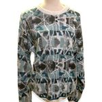 VINTAGE CREW NECK SWEATER 80’s PREP GEOMETRIC DESIGN STYLISH ACADEMIA Blue Size L Photo 0