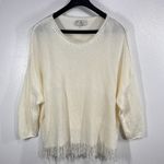 Laurie Felt Fringe Knit Sweater XL/1X Ivory Oversized Textured Pullover Top Photo 1