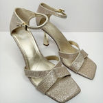 Franco Sarto  Sandals Size 9 Gold‎ Leather Ankle Strap Square Toe Dress Heels Photo 0