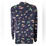 Time and Tru Mock Neck Long Sleeve Holiday Top Christmas Tree Farm Print Navy L Blue Size L Photo 1