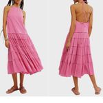 Free People NWOT Somewhere Sunny Halter Midi Dress Small, ISLAND FLOWER Small Photo 1