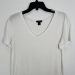 Halogen  Womens Modal Blend T-Shirt Medium White V Neck Short Sleeve Casual Basic Photo 4