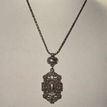 Brighton  Vintage Pendant Necklace Silver Round Adjustable Chain Scroll Retired Photo 0