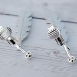 Vintage Clip On Earrings Silver Tone Feather with Turquoise Tone Accent Photo 3