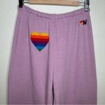 Aviator Nation Rainbow Heart Stitch Sweatpants Mauve large Photo 1