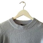 ZARA FAUX FUR TRIM Cream Fur Cuffs KNIT BLEU SWEATER CROP SOFT SZ S # 1725 Photo 3