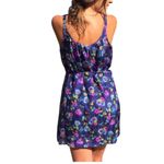 Heritage 1981 100% Silk Floral Print Navy Dark Blue Mini Slip Dress Size Medium Photo 1