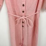 Madewell NEW  Linen Blend Puff Sleeve Tassel Tie Jumpsuit Relaxed Fit Pink XXS Photo 13