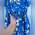 Jams World womens dress blue floral doodle ruffled hem waist tie vintage small Photo 9