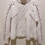 Ba&sh  Eba Turtleneck Cable Knit Wool Blend Pullover White Cream Red Size M Photo 5
