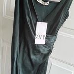 ZARA  Emerald Satin Gown Photo 3