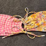 Blackbough  Pink and Yellow Floral Gingham Bikini Top Photo 0