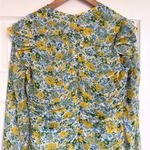 Veronica Beard  Ruched Floral Silk Chiffon Mini Long Sleeve Dress 6 Yellow Blue Photo 10