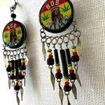 Vintage BOB MARLEY Reggae long drop beaded earrings Photo 6