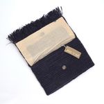 NEW Mar Y Sol Lisette Crocheted Raffia Straw Fringe Clutch Wallet Navy Blue Photo 4