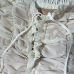 Tiger Mist  Cream Off The Shoulder Ruched Mesh Mini Dress Photo 3