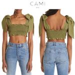 Cami NYC  Benita Smocked Crop Top In Green Large $220 retail (b17) Photo 2