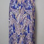Jaclyn Smith Royal Blue Paisley Pleated Pull On Skirt Size Medium Photo 2