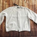 Tahari Petite Women 3/4 Sleeves Ivory Open Cropped Fashion Cardigan Size PL Photo 3