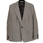 Pendleton Womens Blazer Jacket Gingham Plaid Black White Sz 14 Single Button Photo 0