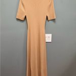 Dissh Maxi Short Sleeve Ribbed Knit Dress Nude XL Tan Photo 6