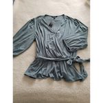 Ralph Lauren LAUREN Top Peplum Faux Wrap 3/4 Sleeve Jersey Highland Sea Green 2X Photo 3