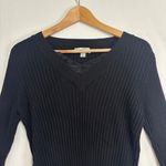 Dress Barn  Ribbed Sweater Womens XL Fitted Black Lace Neckline Stretch Y2K Party Photo 1