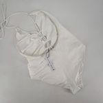 NWT Monica Hansen Beachwear Lace Up Halter Swimsuit One Piece White Small Cutout Photo 7