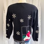 Vintage Santa Snowman Reindeer Cardigan Sweater large embroidery knit whimsical Photo 2