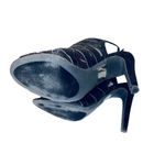 Cathy Jean  Strappy Black Heel Stiletto Shoe Velvety See-through‎ Open Toe sz 6 Photo 7