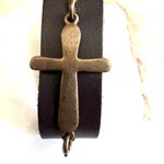 Brown Leather brass tone cross bracelet Photo 1