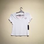 True Religion  Women Tropical Denim neck tee Sz‎ large True Logo V Tee white Photo 3