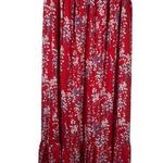 Womens Skirt M Maxi Midi Red Tiered Ditsy Floral Stretch Waist Boho Cottage Size M Photo 0