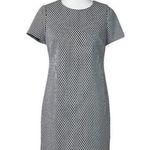 Calvin Klein Shift Dress Crew Neck Short Sleeves NEW Black Geo Women’s Size 8 Photo 0