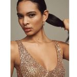 NWT Delfi Collective Hannah Sequin Asymmetric Mini Dress Bronze Women's Medium Brown Photo 1